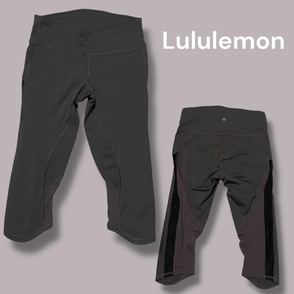 Lululemon Athletica Black Leggings with High Waist and Mesh Panels